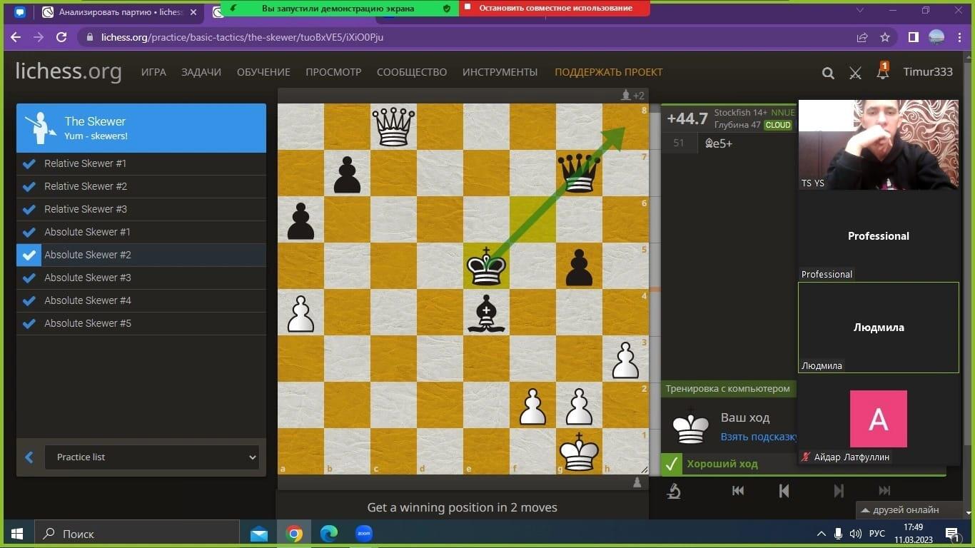 Благотворительное занятие по шахматам в онлайн-режиме